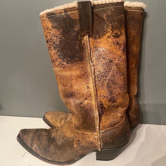 John B Stetson Lined Boots Womans 9 Brown Distressed - Picture 6 of 6